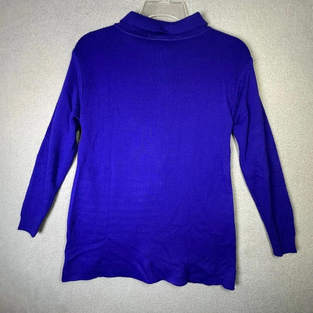 Profiles Vintage Long Sleeve Polo Sweater Cobalt Blue Gold Buttons  Layering S